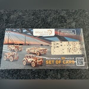 Wood Trick Mechanical 3D Puzzle set of 4 Cars